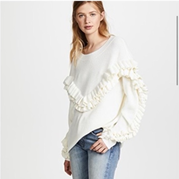 Frame Ruffle Cream Yoke Sweater Size M - Picture 1 of 16